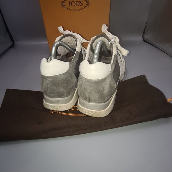 TOD'S 'Fondo Sportivo' Grey Trainers Size UK 3.5 EU 36.5 White Suede Lace-Up - Picture 9 of 12